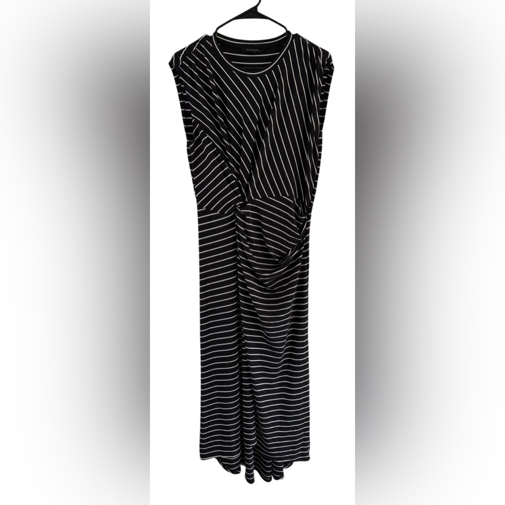 Banana Republic Black and White Stripe Twist Front Midi Dress - Picture 5 of 7